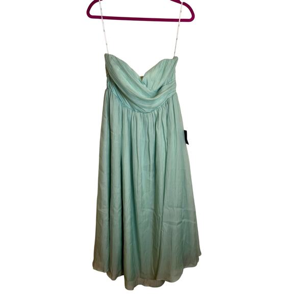 Lulu’s NWT Fairytale Design Sage Green Organza Strapless A-Line Midi Dress L - Picture 4 of 7
